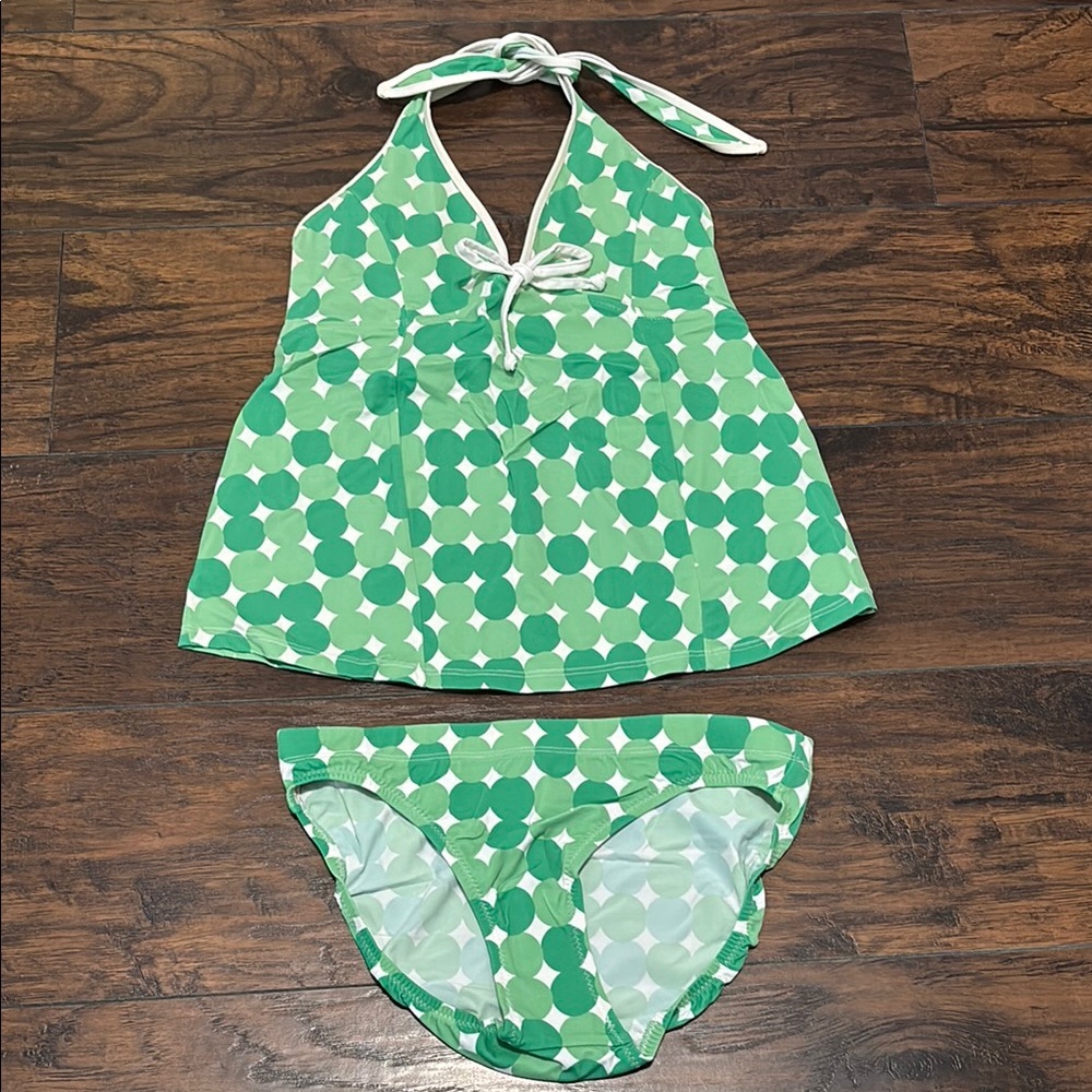 Motherhood Maternity Green Polka Dot Tankini Set